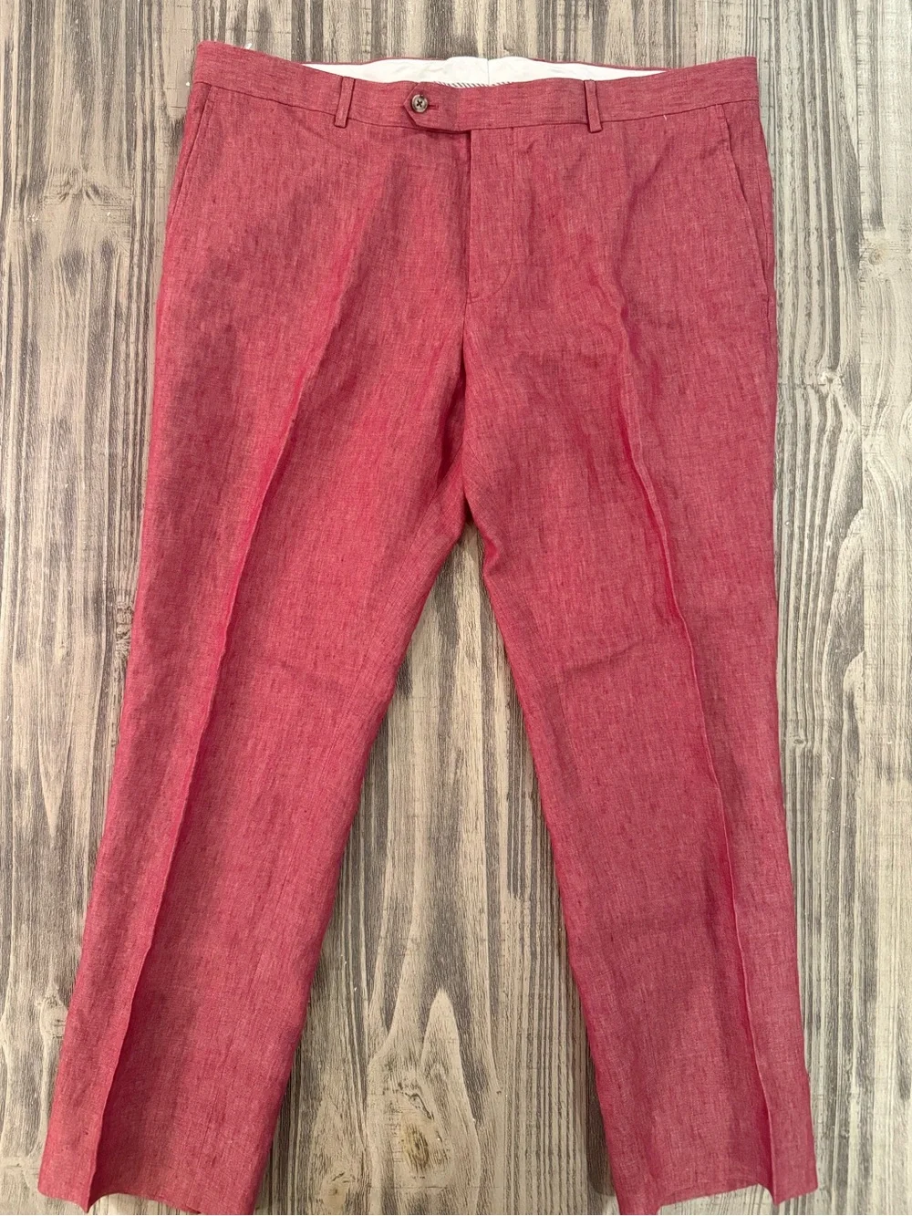 Brooks Brothers Classic Red Linen Flat Front Pants 40x30